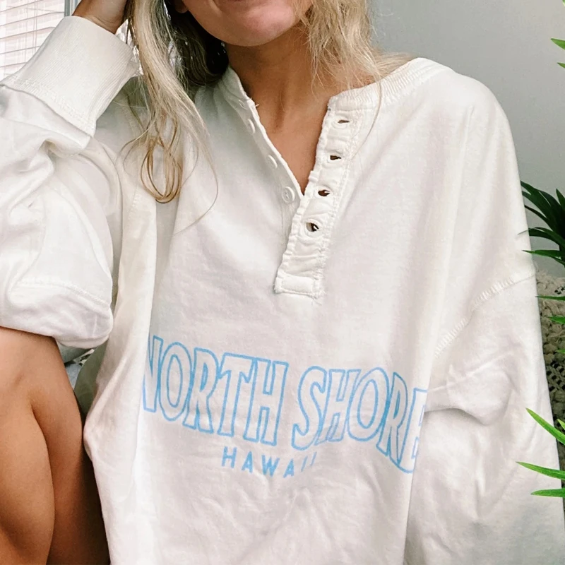 

Повседневная Женская футболка с буквенным принтом, топ, футболка, уличная одежда, белая модная футболка с длинным рукавом, Весенняя свободн...