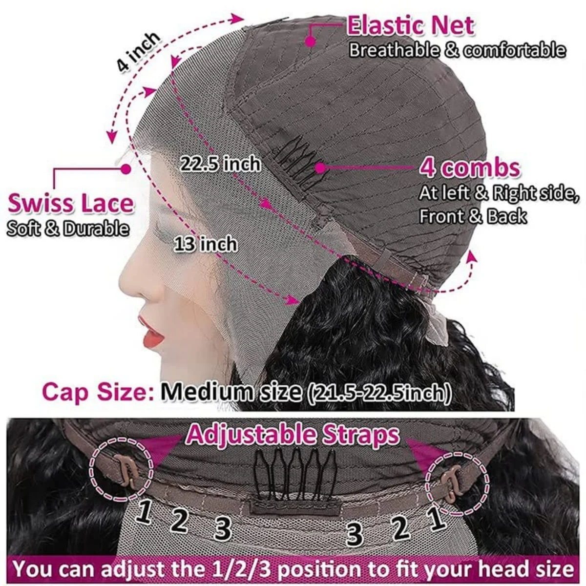 13x4 парики из человеческих волос с глубокой волной на сетке