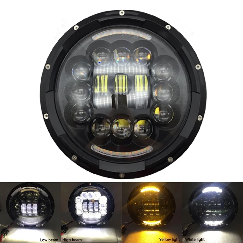 Фото Автомобильная фара 12 В, 24 В, 7 дюймов, светодиодная лампа для работы, яркий/слабый сигнал поворота для грузовика, JEEP Hummer, внедорожник, аксессуары для мотоциклов №1