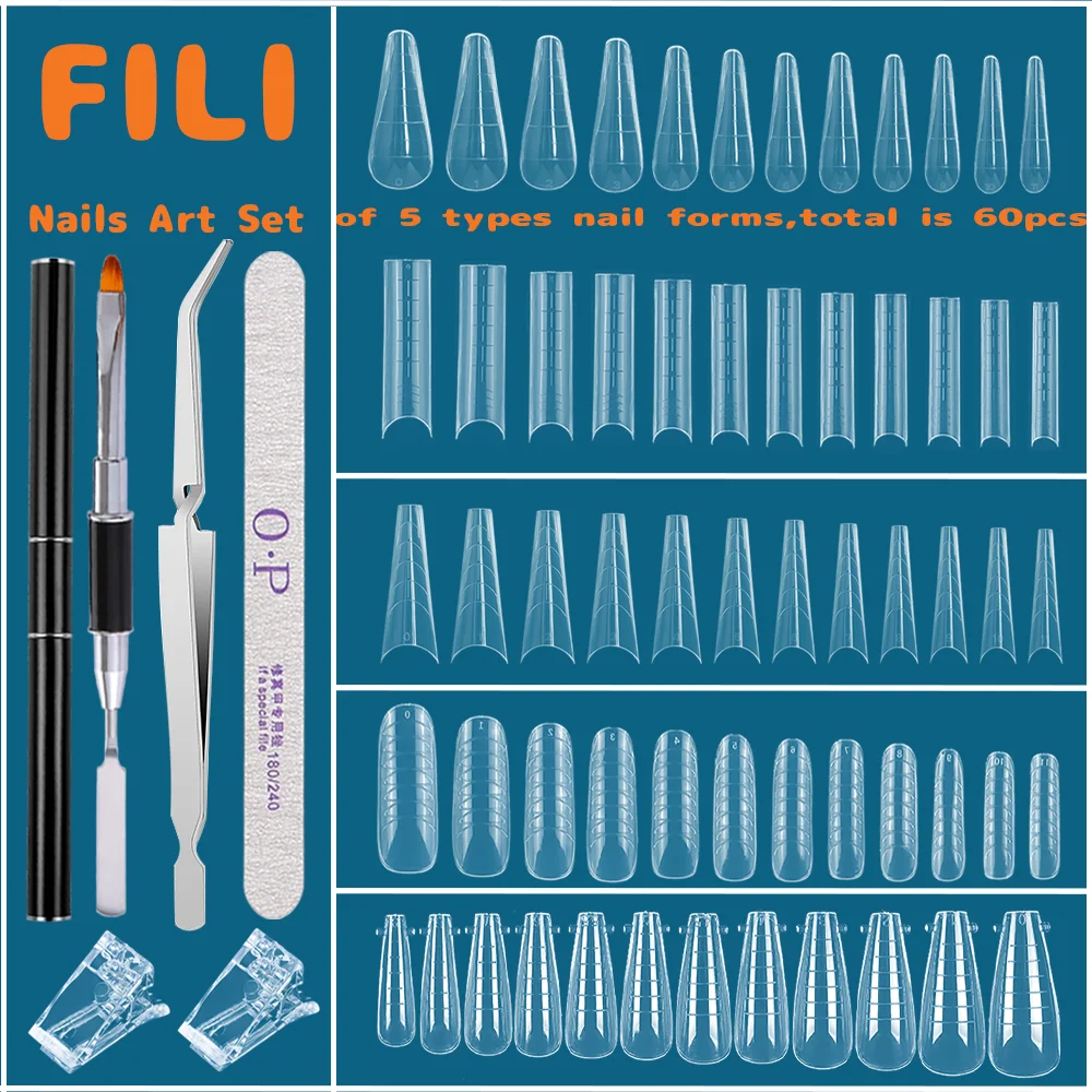 

Quick Building Mold Gel Brush Set With Nail Clip Dual Forms Nail Extension System For Nails Top Form Finger Extension Mold Tips
