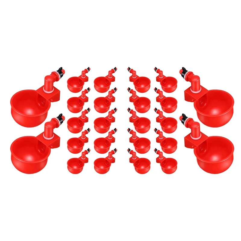 

Hot 24PCS Chicken Watering Cup Automatic Filling Waterer Poultry Drinking Bowl Thread Watering Feeder Cup For Chicken