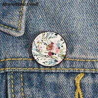 fable floral flowers printed pin custom funny brooches shirt lapel bag cute badge cartoon enamel pins for lover girl friends