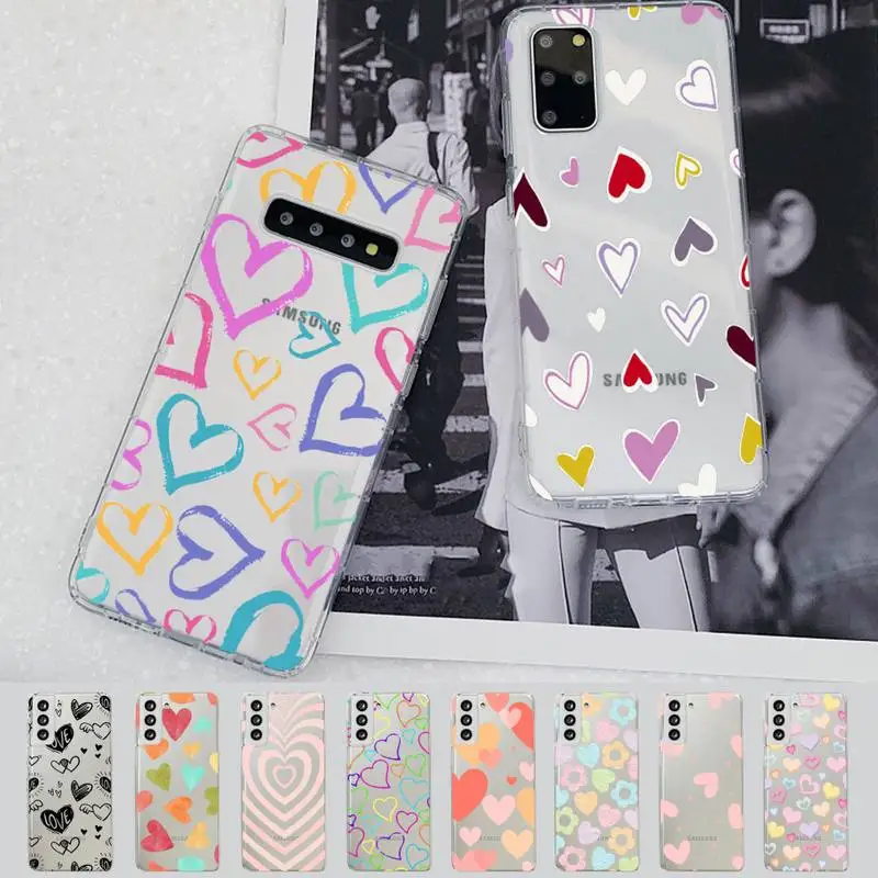 

loving heart Phone Case for Samsung S20 S10 lite S21 plus for Redmi Note8 9pro for Huawei P20 Clear Case