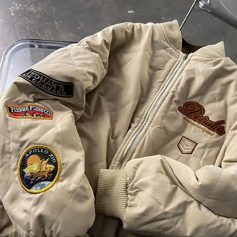 

Утепленная флисовая одежда из ягненка, двусторонние стеганые пальто, мужская куртка в стиле хип-хоп, американская бейсбольная куртка, зимня...