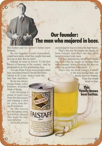 Металлический знак-1970 пиво Falstaff-винтажная репродукция