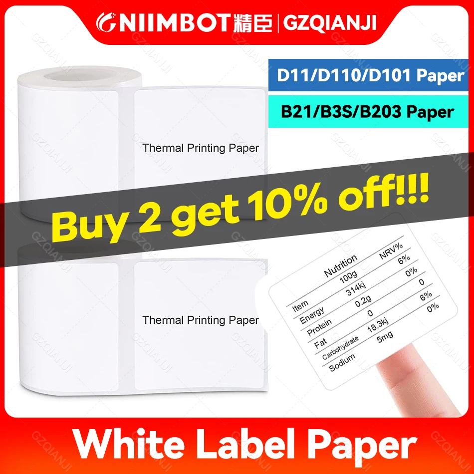 

NIIMBOT 1 Roll B21/B203/B3S/D11/D110/D101/ Thermal Label Printer Sticker Paper