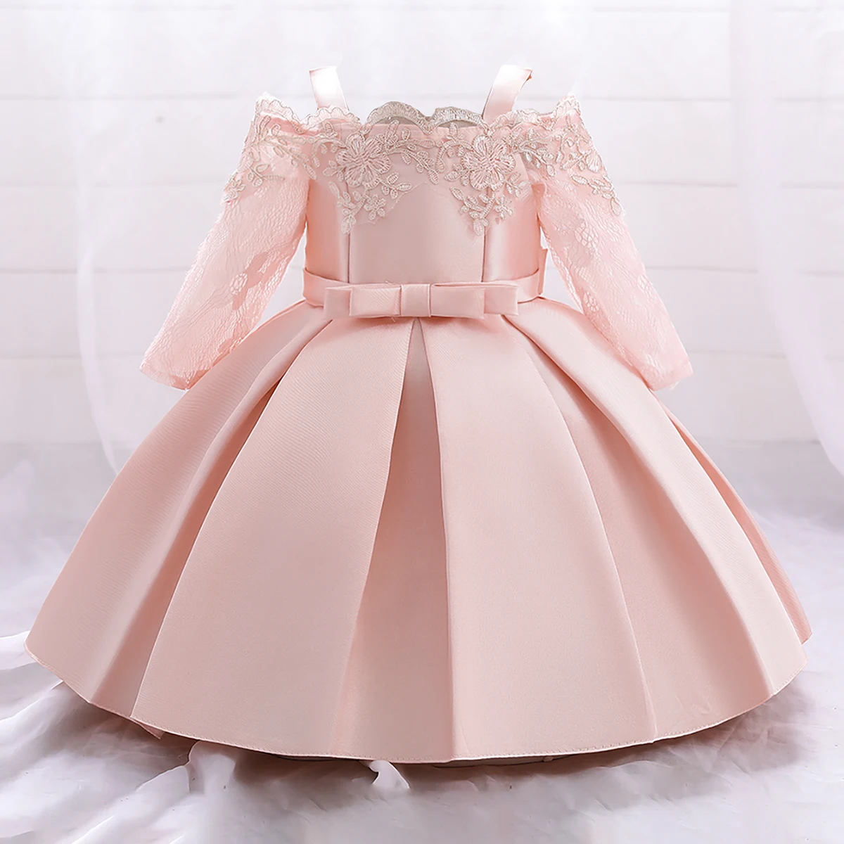 

Toddler Baby Girl 1 2 Years Birthday Dress Newborn Baptism Bow Dress Girls Red Chritsmas Lace Wedding Party Dresses Kids Clothe