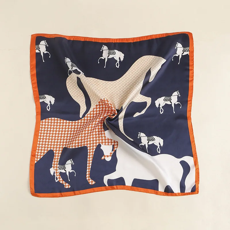 

Женская шелковая бандана, квадратный шарф для женщин, дизайнерская брендовая повязка на голову, Женский сатиновый хиджаб, шаль, платок, цепо...