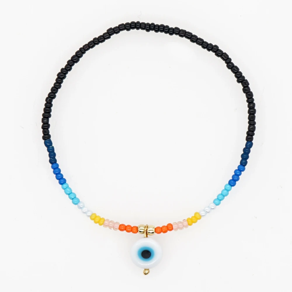 Go2Boho Воздушная браслетка со звездой, сердцем и оберегом от сглаза для женщин, цветные градиентные маленькие бусины, модные ювелирные изделия.