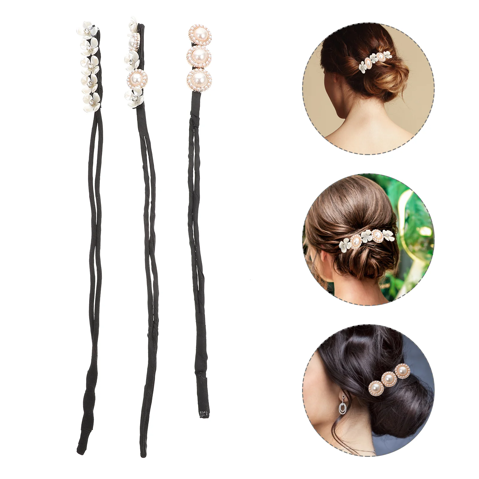 

3 Pcs Hair Accesories Lazy Curler Styling Bun Shaper Women Vintage Donuts Abs Girls Maker Pearls Bride