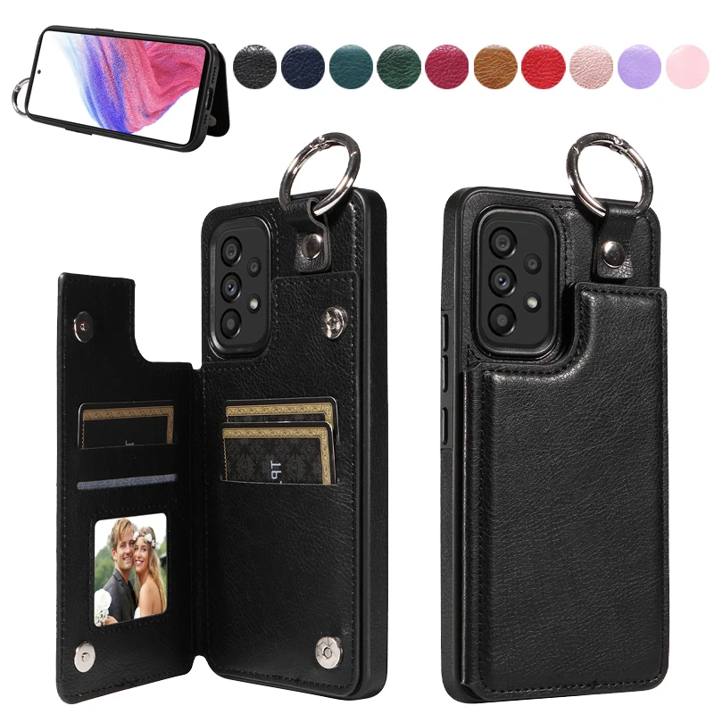 

Кожаный чехол-бумажник с кольцом для Samsung Galaxy A73 A54 A53 A52 A34 A33 A24 A25 A22 A14 A13 A05 A04 S23 Ultra S22