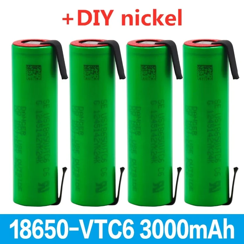 

Free Shipping Rechargeable Battery Original Vtc6 3.7V 3000 Mah 18650 Lithium ForFlashlightE-cigarette Batteries+DIY NickelSheets