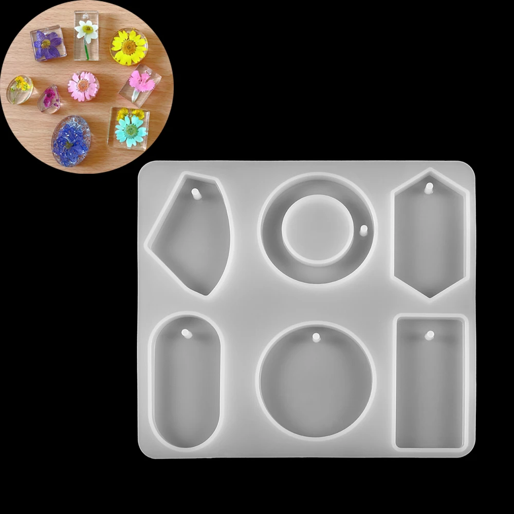 

6Pcs Necklace Pendant Set Silicone Mold 6 Designs Key-Chain Epoxy Resin Molds For DIY Jewelry Making Tool Supplies Accessories