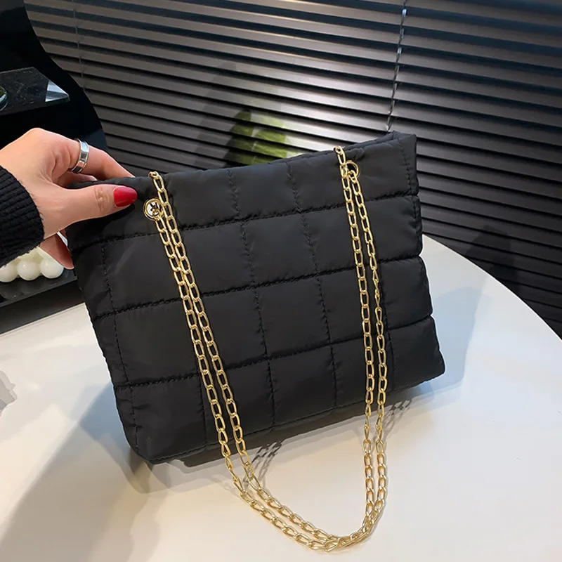 

Новая модная женская сумка через плечо из мягкого хлопка, зимние сумки, сумка через плечо с цепочкой и ремешком, Повседневная Сумка-тоут