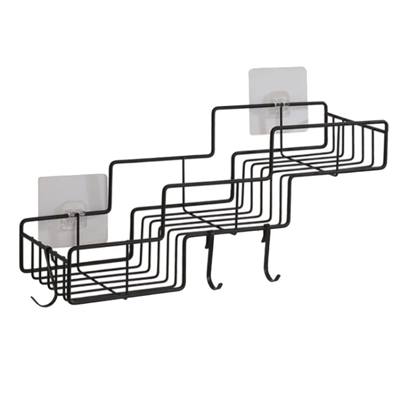 

3 Stepped Shower Basket Shelf Bathroom Storage Rack for Hanging Razor Shampoo Organizer Wall Mounted Kitchen Shelf B