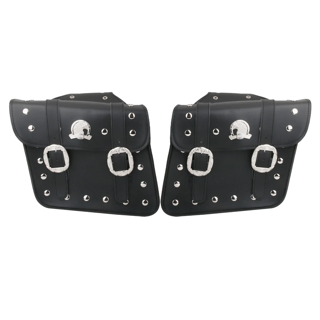 

Pack Of 2 Black Motorcycle Saddlebags Saddle Tool Bags Luggage For