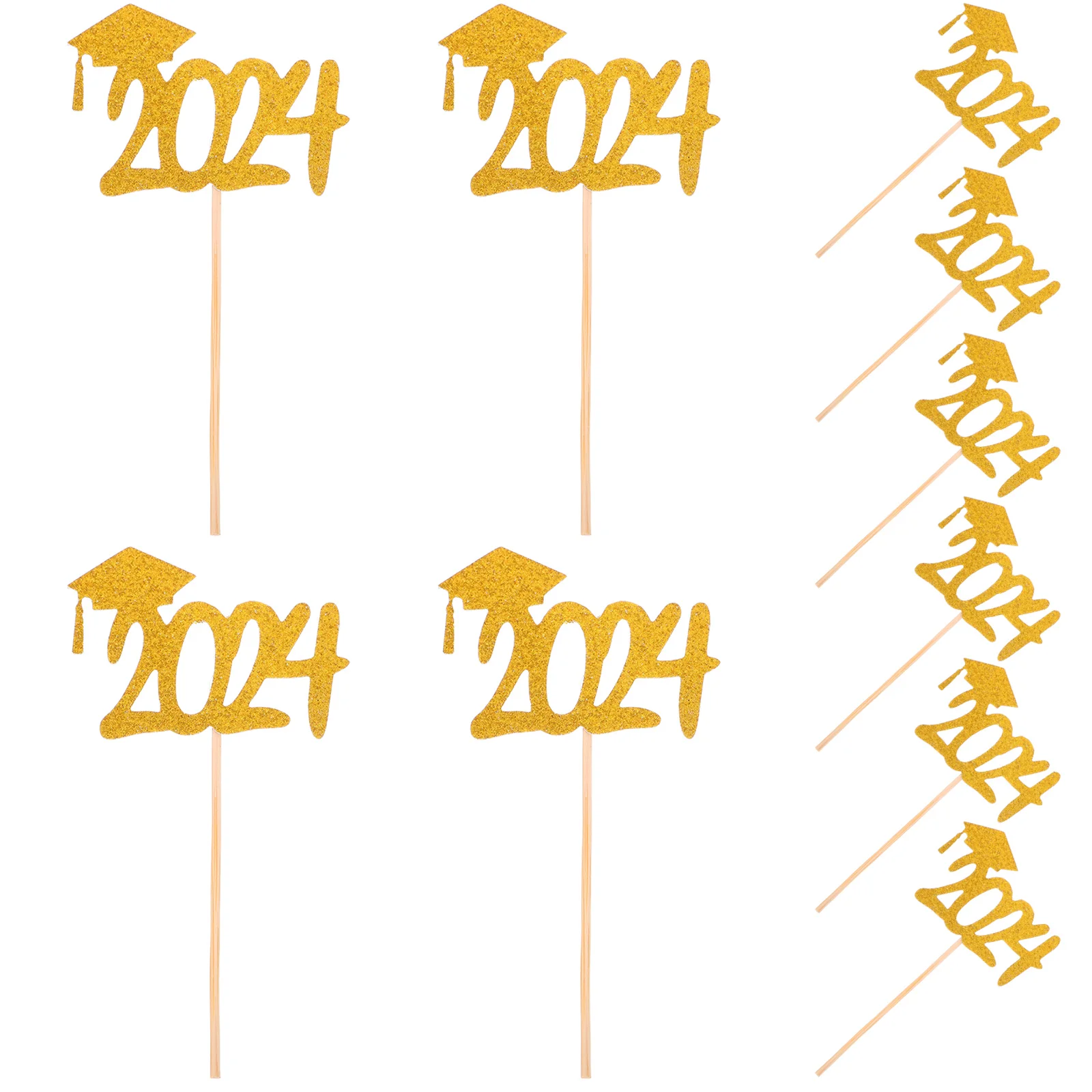 

10 Pcs Flag Appetizers 2024graduation Decorations Paper Class Of Cupcake Toppers