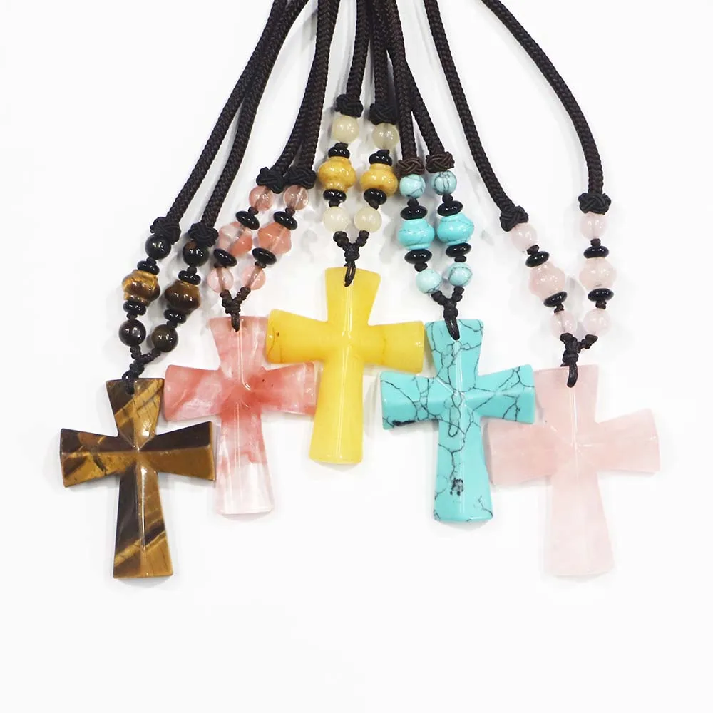 Selling Natural High Quality Stone Agate  Weaving Pendants  Necklace Fashion Reiki Charms Men Women Jewelry Accessories 1Strip