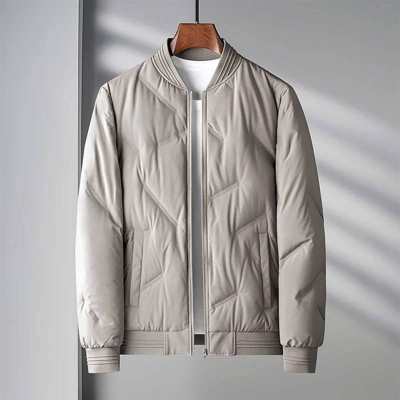 Winter Down Jacket Men Puffer Jackets Fashion Casual Baseball Padded Jacket Coat Male Light Outerwear Outdoor Solid Color