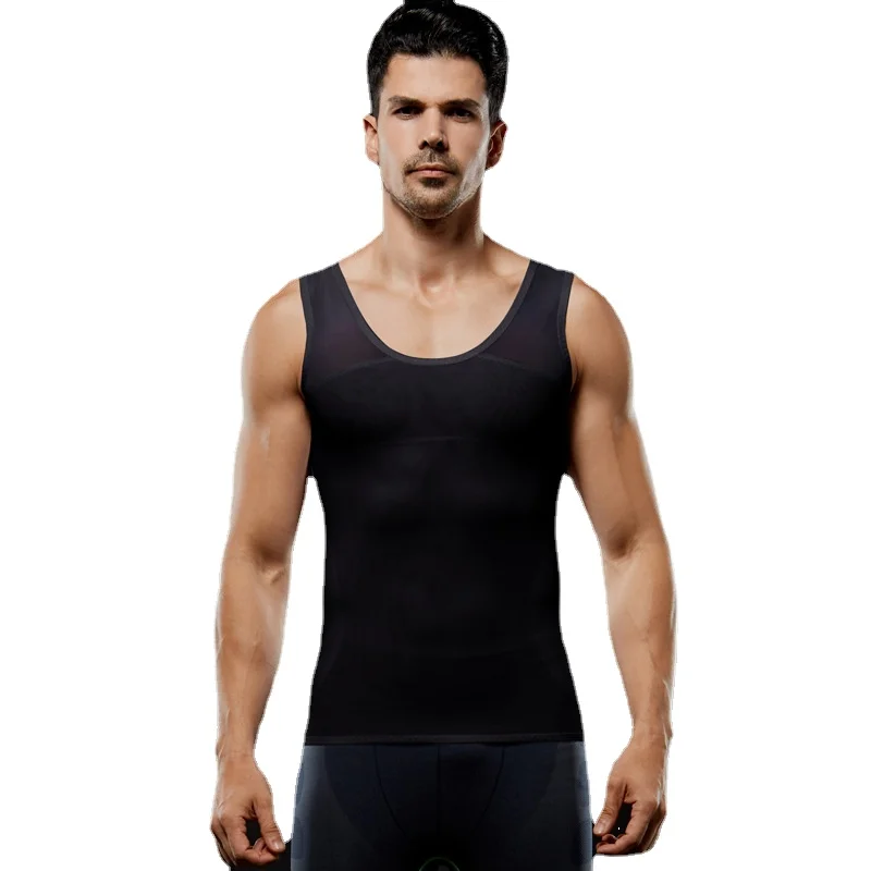 HaleyChan Men Compression Shirts Body Shaper Slimming Vest Elastic Slim Muscle Tank Shapewear Bodysuit Men Waist Trainer Fitness