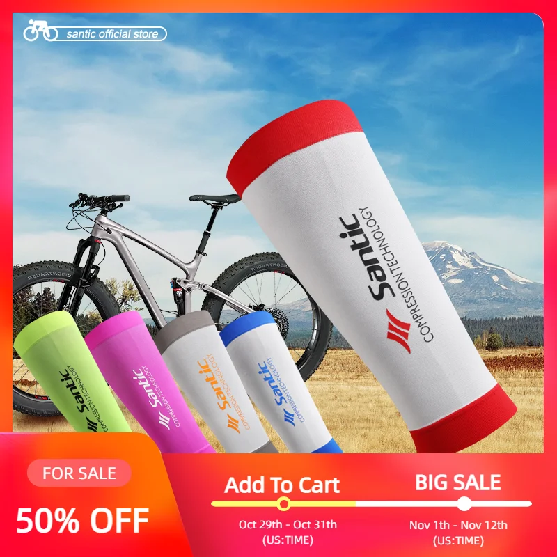 

Santic Cycling Compression Calf Sleeves Sports Leg Warmers MTB Bike Bicycle Leggings Unisex Running Warm Sports Tights 5C09034