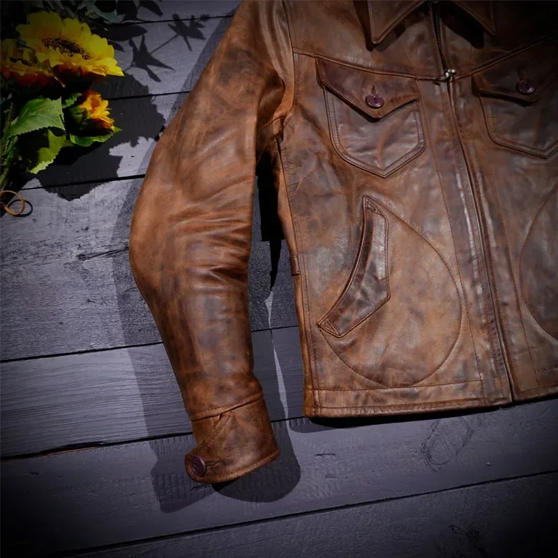 Кожаная куртка Blunt Razor CFS Kudu Style American Retro Italian Distressed Heavy Oil Wax Goat Skin Mendoza RRL