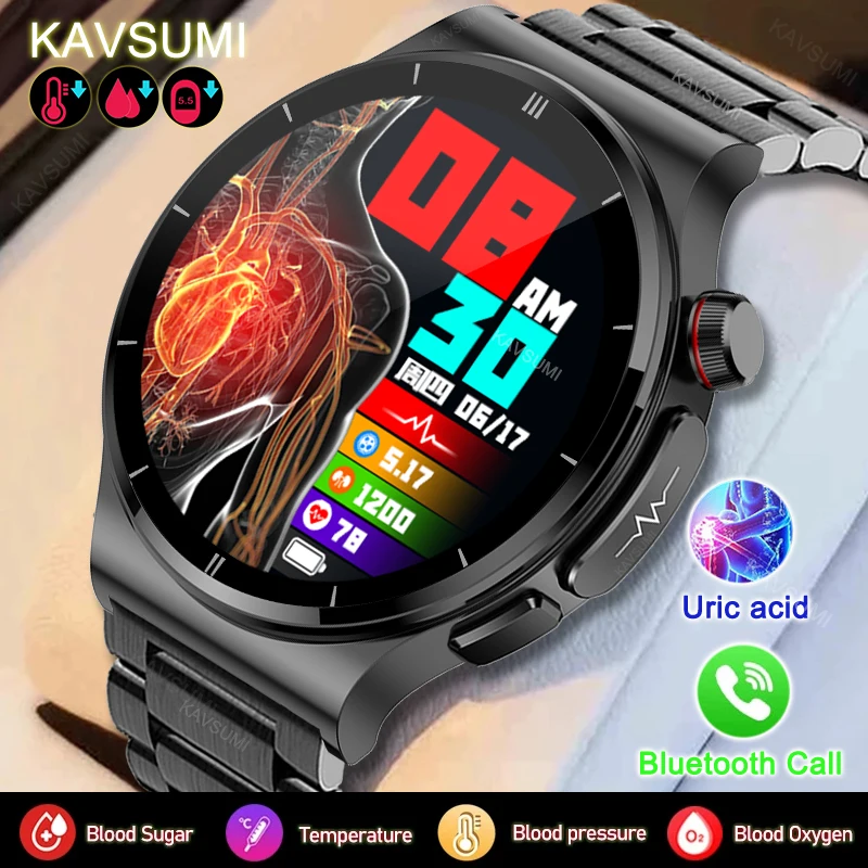 

2023 New Blood Glucose Smart Watch Men Health ECG+PPG Monitor Blood Pressure Uric Acid Sport Watches IP68 Waterproof Smartwatch