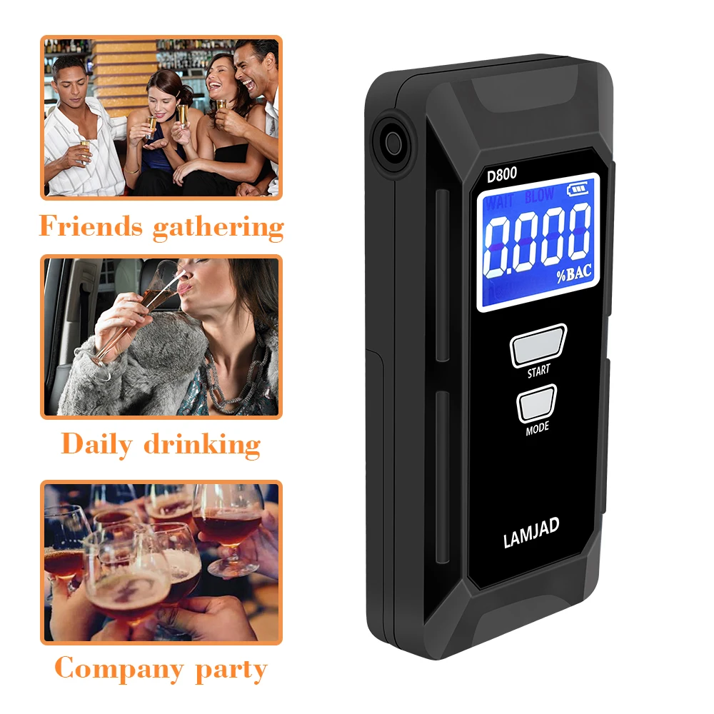 

High-precision semiconductor sensor breath alcohol tester Fuel cell sensor Breathalyzer D800