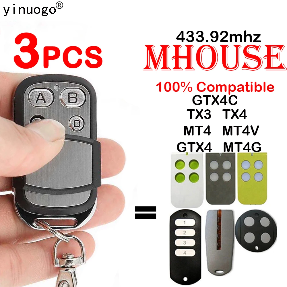 

3 шт. Mhouse MyHouse TX4 TX3 GTX4 MOOVO MT4 MT4V MT4G дистанционное управление гаражной дверью 433,92 МГц непрерывный код беспроводной передатчик
