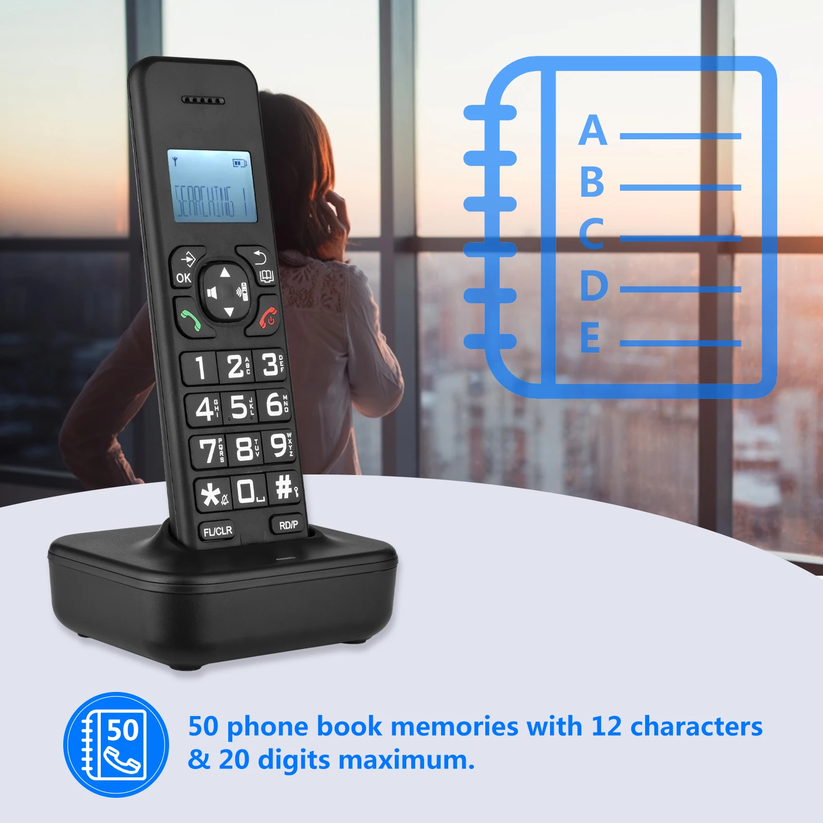 cordless phone answering machine caller idcall waiting rechargeable batteries support 16 languages for office home conference free global shipping