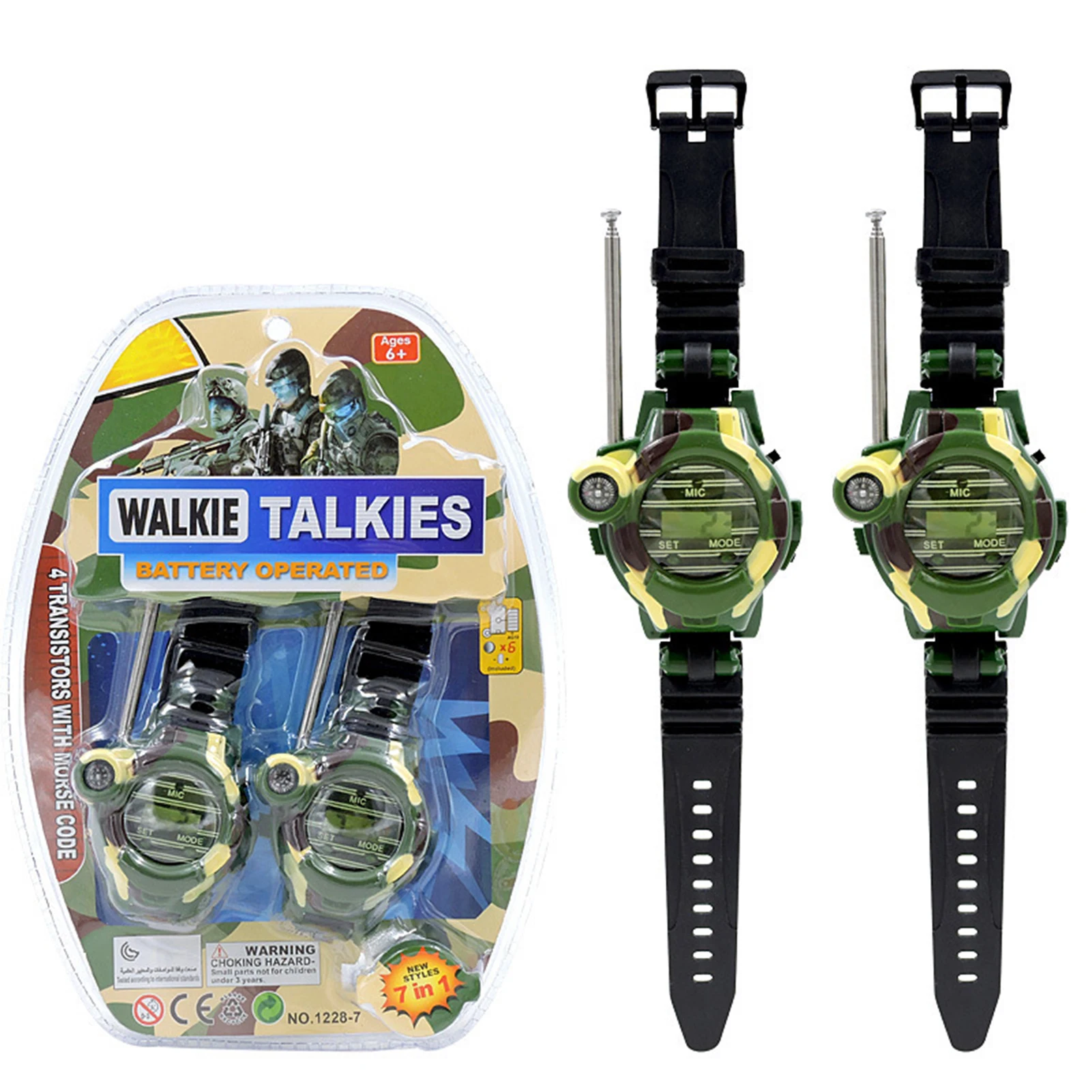 

Walkie Talkies Watch 7-in-1 Function Spies Watch Toys Built-in Microphone Interphone Toy Play House Games Long-distance Intercom