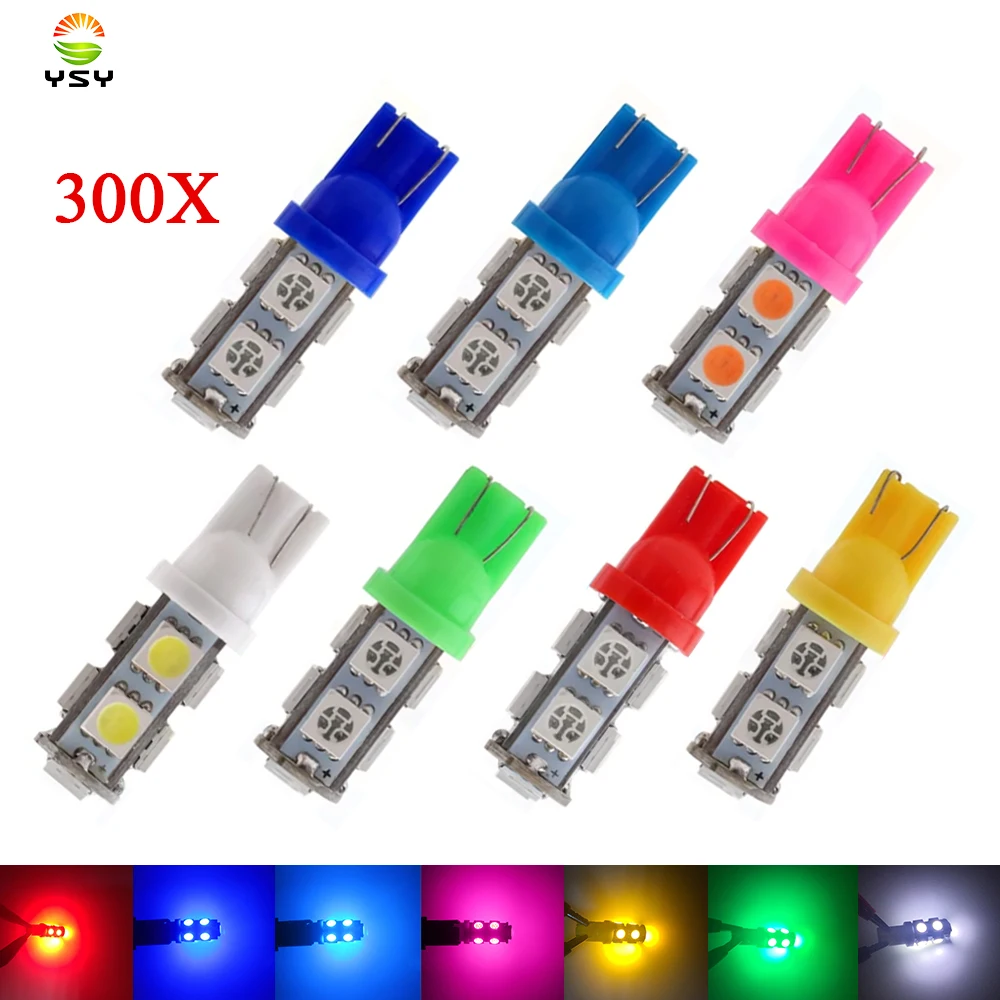 YSY 300 шт. T10 5050 9smd габарисветильник огни, освесветильник для чтения, купольная лампа для автомобиля, парковочная лампа, клиновидный свет для автомобиля, 12 В, 24 В YSY 300 шт. T10 5050 9smd габарисветильник огни, освесветильник для чтения, купольная лампа для автомобиля, парковочная лампа, клиновидный свет для автомобиля, 12 В, 24 В