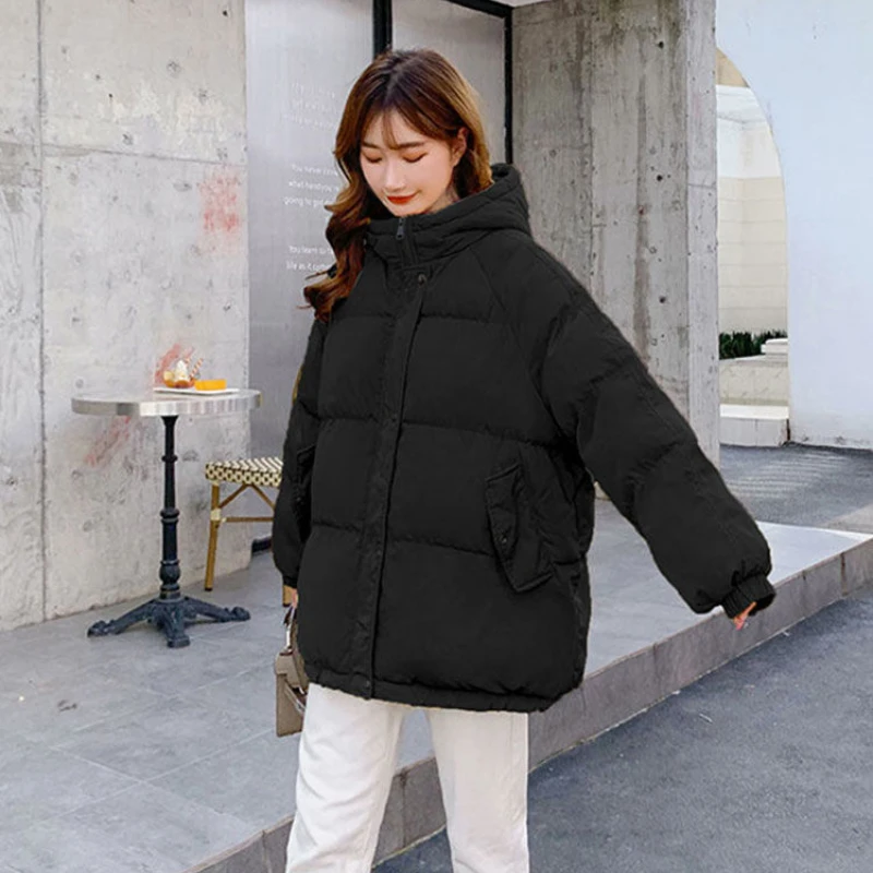 2022 New Women Short Jacket Winter Parkas Thick Hooded Cotton Padded Jackets Coats Female Loose Puffer Parkas Oversize Outwear