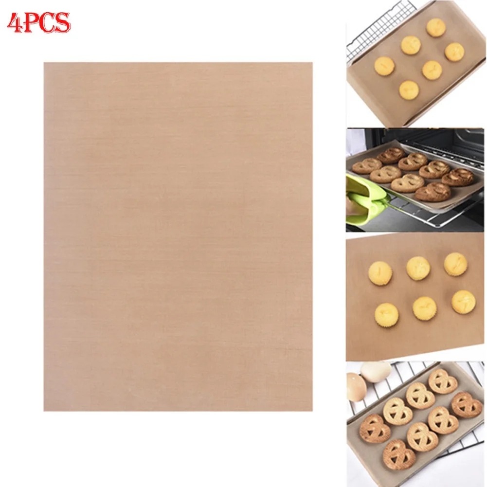 

4PCS Reusable PTFE Non Stick Baking Paper Cloth Durable Oil Paper Grill Heat Resistance Baking Pad Mat Kitchen Accessories