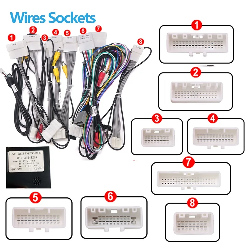 

Android Автомобильный радиоприемник, аудио Canbus Box, декодер для Nissan Quest Elgrand E52 2011-2016, 16-контактный жгут проводов, штекер, кабель питания 2 din
