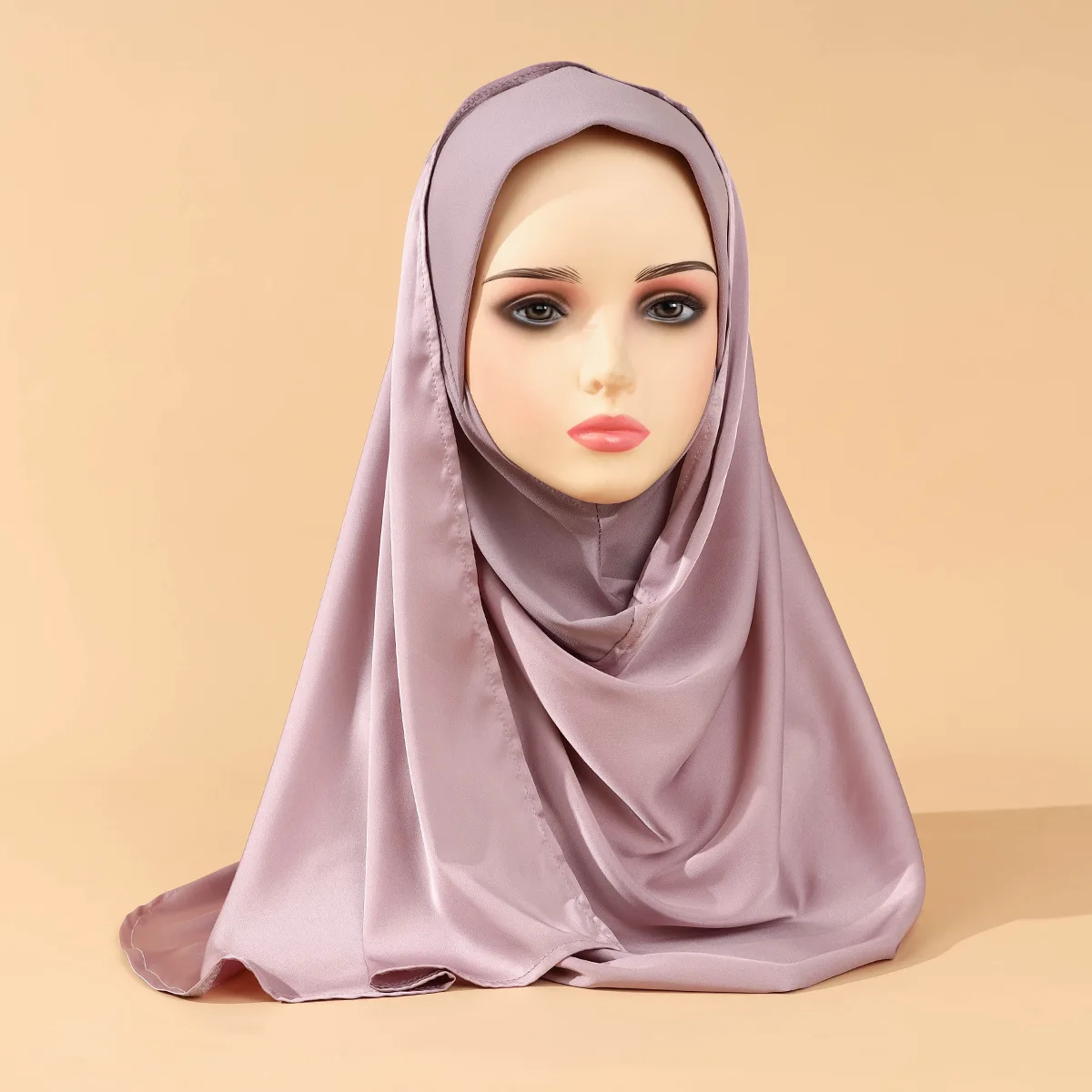 Мусульманский женский атласный шарф тюрбан мгновенный хиджаб модный головной