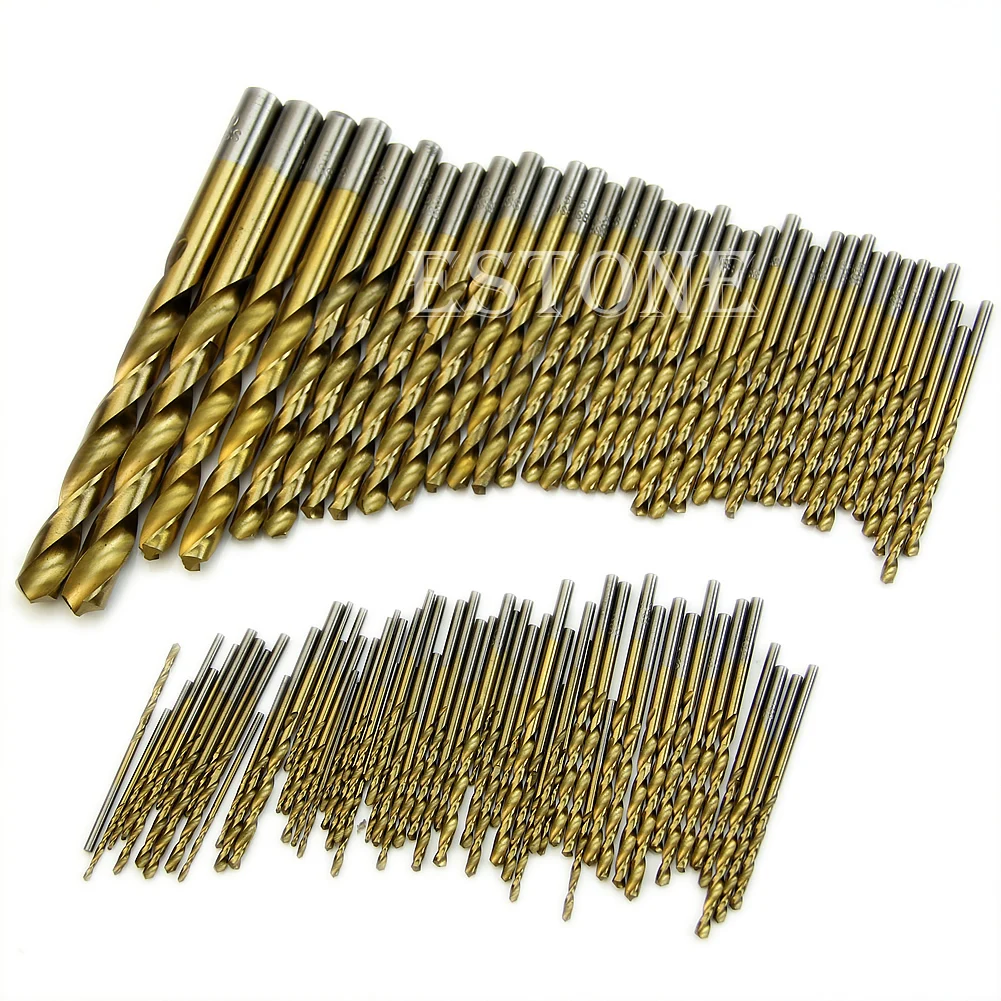 

Hot 99pcs for Titanium Coated HSS High Speed Steel Drill Bit Set Tool 1.5mm 10 Drop Shipping