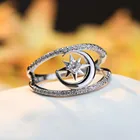 Кольцо обручальное женское из нержавеющей стали с фианитом, изящное ювелирное изделие в винтажном стиле с изображением Солнца и Луны, свадебная бижутерия, хороший подарок для девушки