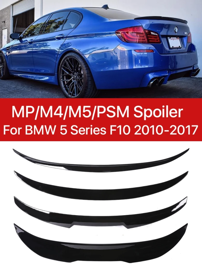 

Carbon Fiber Rear Bumper Lip Trunk Slim M5 MP M4 PSM Style Roof Spoiler Tail for BMW 5 Series F10 F11 F18 2010 -2017 Gloss Black