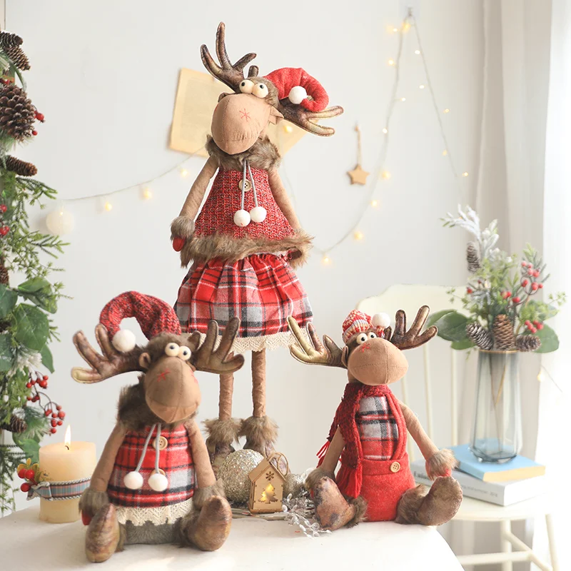 

Большая Стоящая кукла лось, рождественский подарок для детей, Рождественская Кукла лось, олень, рождественские украшения, Рождественский д...