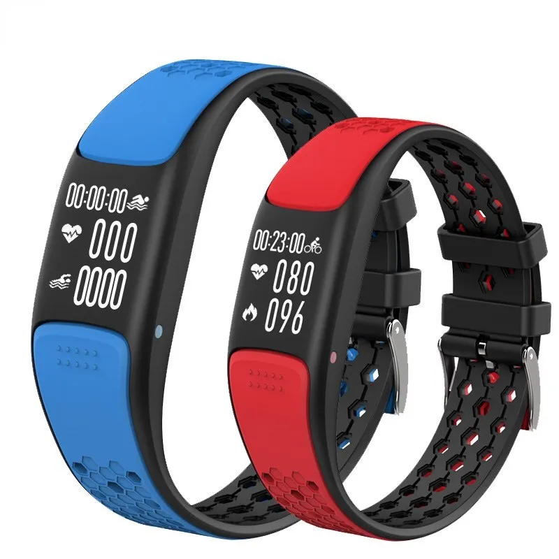 

GPS Sport Smart Bracelet P8 Wristband Fitness Activity Tracker Heart Rate Monitor Swimming 0.73" HD OLED Screen Waterproof IP68