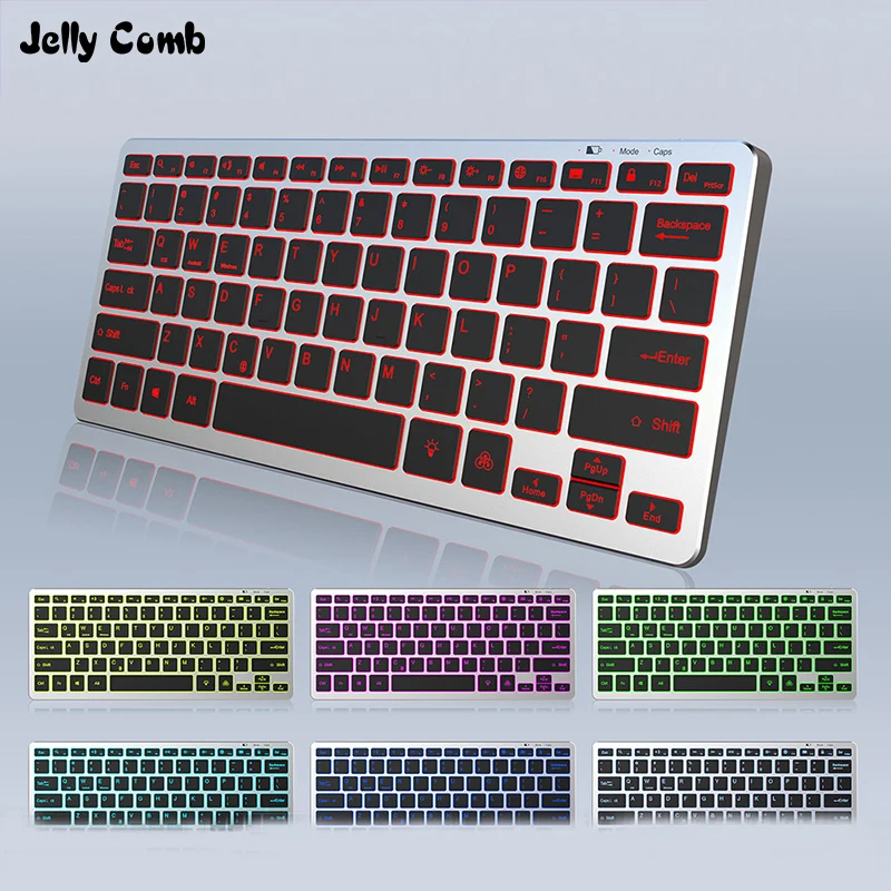 

Jelly Comb Rechargeable Bluetooth-compati Keyboard for iPad Laptop Tablet TV RGB Backlit Wireless Keyboard Slient Click Office