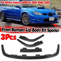 3pieces matte black car front bumper lip splitter spoiler diffuser body kit cover trim for subaru impreza wrx sti s204 2006 2007