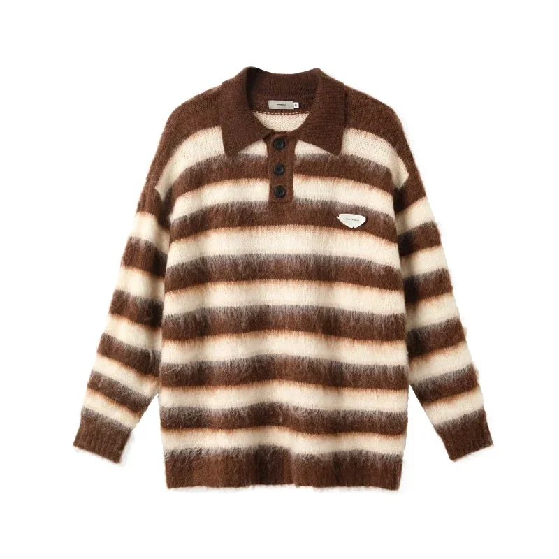 Пуловеры с длинными рукавами женские полосатые дизайны осень-зима новые теплые