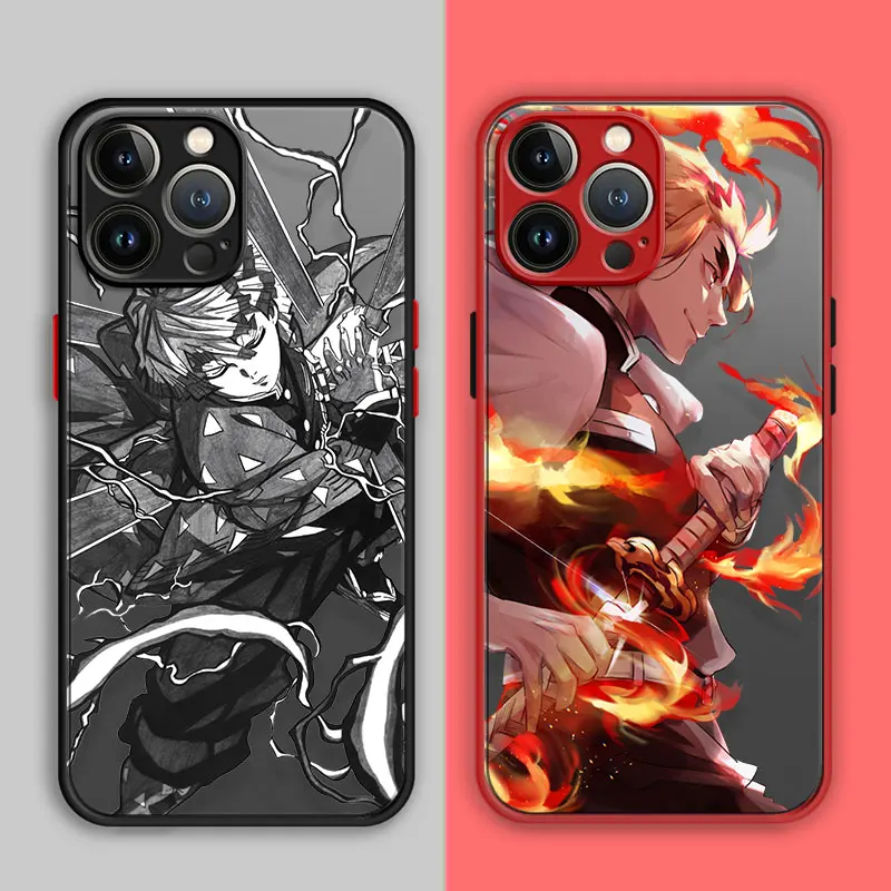 

Matte Demon Slayer Rengoku Kyoujurou Phone Case For iPhone 13 12 11 14 Pro Max 11 12 X XS XR 7 8 Plus Luxury ShockProof Cover