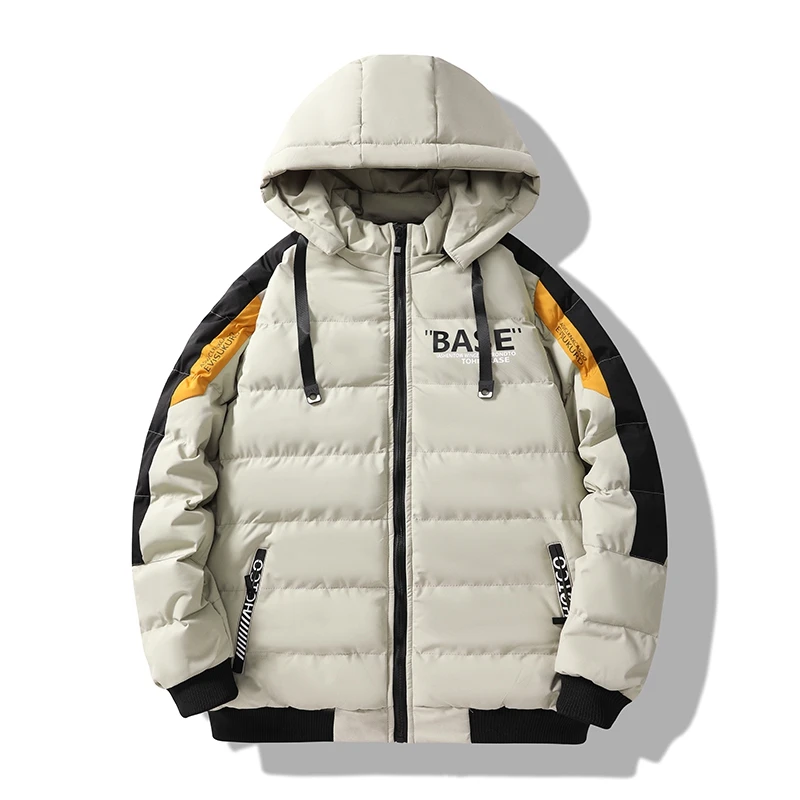 VARSANOL Winter Men's Parkas Jacket Hooded Fleece Polyester Jackets Coats Men Fashion Print Letter Outwear Clothes Oversized New