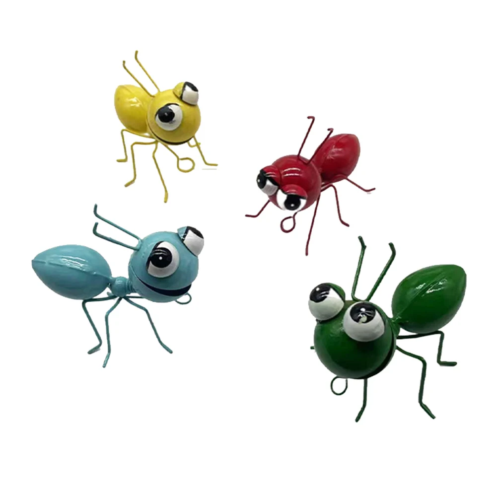 

4pcs Craft Lawn Bedroom Living Room Garden Decor Bar Metal Ant Gift Fence Ornament Wall Art Yard 3D Sculpture Indoor Outdoor