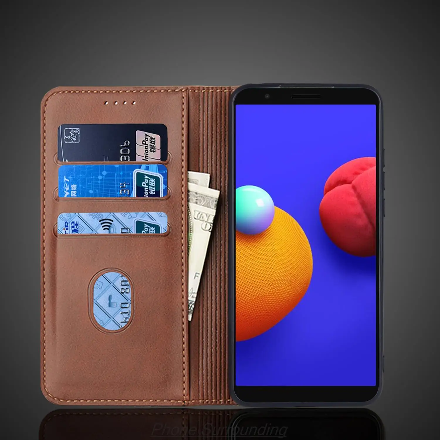 Кожаный чехол-книжка с магнитным притяжением для Samsung Galaxy A01 Core/M01 Core/A3 Core