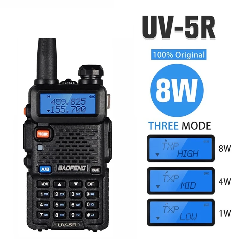 UV-5R рация 8 Вт, 10 км, гражданская радиостанция UV5R, Двухдиапазонная ...
