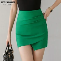 women sexy high waist package hip skirt office lady fashion folds irregular mini skirts womens summer elegant bodycon jupes